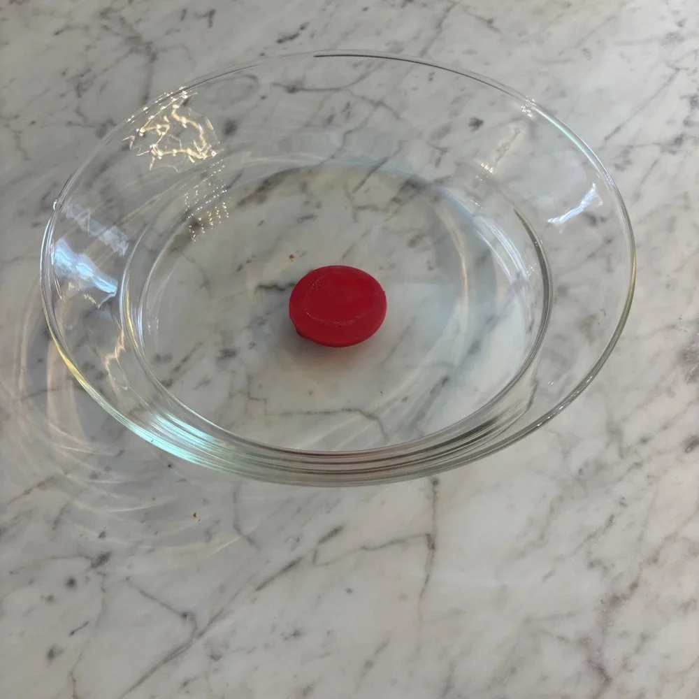 Clear Glass Microwave Plate and Vented Dome Cover Set with Red Handle
